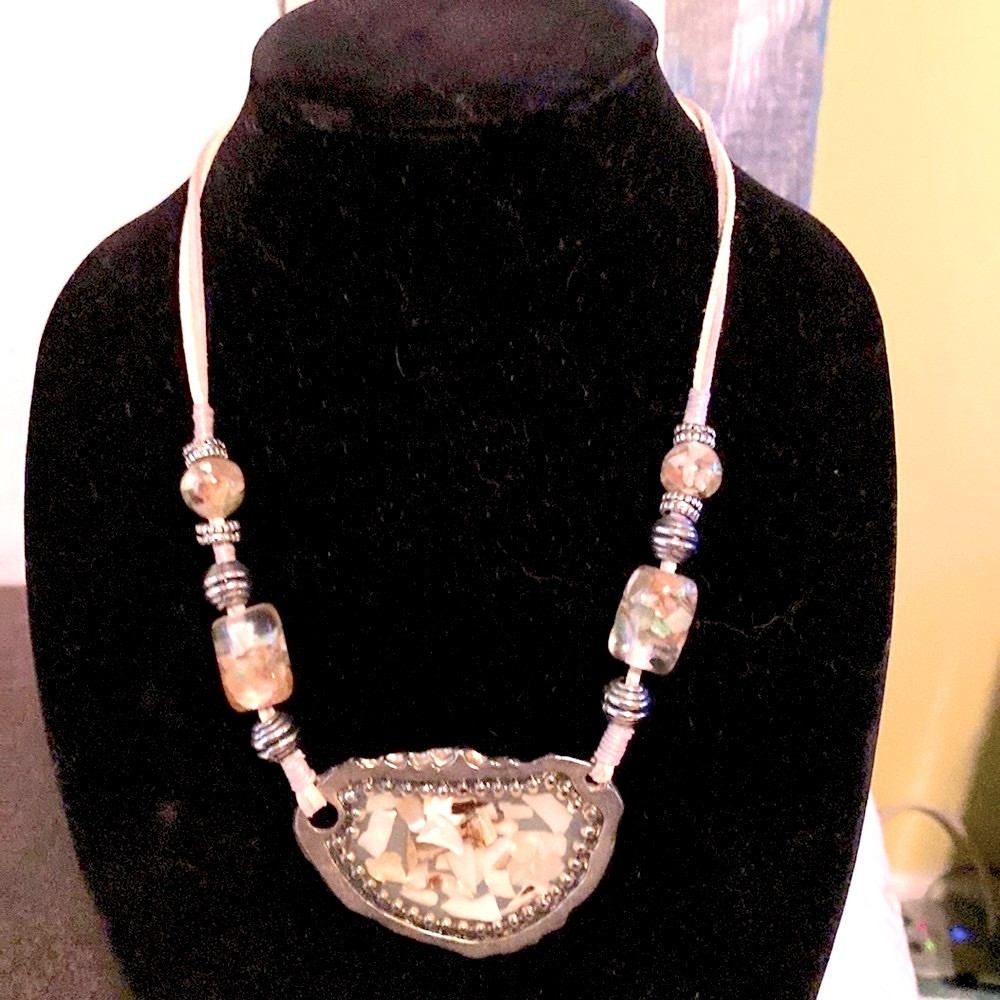 New Multi-Beaded Necklace with Chain OS